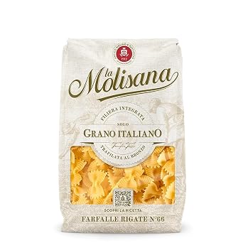 La Molisana Farfalle Rigate N°66 Durum Wheat Semolina Pasta, 17.64 oz ℮ 1.1 lbs ℮ 500 g