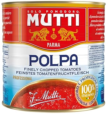 Mutti Parma Polpa Finely Chopped Italian Tomatoes Tomato Pulp for Pasta Sauce, Pizza, Soups & Stews, 104.76 oz 2970 g