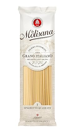 La Molisana Spaghetto Quadrato N°1, Durum Wheat Semolina Pasta, 17.64 oz ℮ 1.1 lbs ℮ 500 g