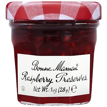 Bonne Maman Raspberry Preserve, Marmalade Fruit Jam Mini Jars, 1 oz / 30 g, 60 Pack