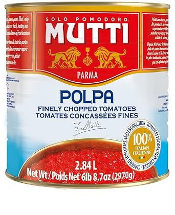 Mutti Parma Polpa Finely Chopped Italian Tomatoes Tomato Pulp for Pasta Sauce, Pizza, Soups & Stews, 104.76 oz 2970 g