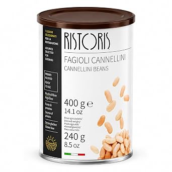 Ristoris Borlotti Beans in Brine  Ready to Eat High Protein & Fibre Italian Cranberry Beans  Ideal for Salads, Soups, Pasta, Stews & Mediterranean Recipes, 14.11 oz  400 g
