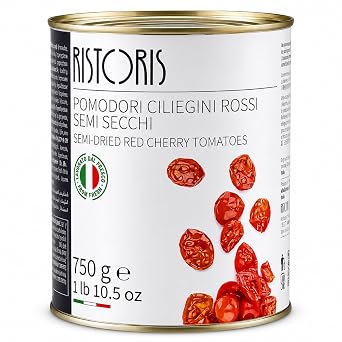 Ristoris Red Whole Italian Datterino Tomatoes in Tomato Sauce  Naturally Sweet Gourmet Cherry Tomatoes in Rich Tomato Juice  Ideal for Pizza Pasta Bruschetta & Mediterranean Recipes, 28.22 oz  800 g