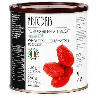 Ristoris Red Whole Italian Datterino Tomatoes in Tomato Sauce  Naturally Sweet Gourmet Cherry Tomatoes in Rich Tomato Juice  Ideal for Pizza Pasta Bruschetta & Mediterranean Recipes, 28.22 oz  800 g