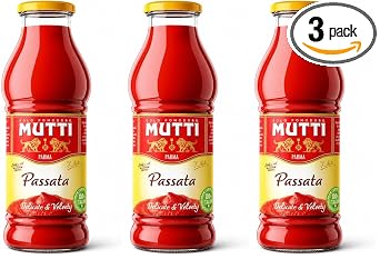 Mutti Parma Passata Di Pomodoro Tomato Puree Italian Sun-Ripened Tomatoes Delicate & Velvety, 14.11 oz 400 g (Pack of 3)